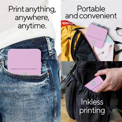 CTP500 Bluetooth Mini Portable Inkless Thermal Printer & Label Maker + Paper, Android & Ios (Purple)