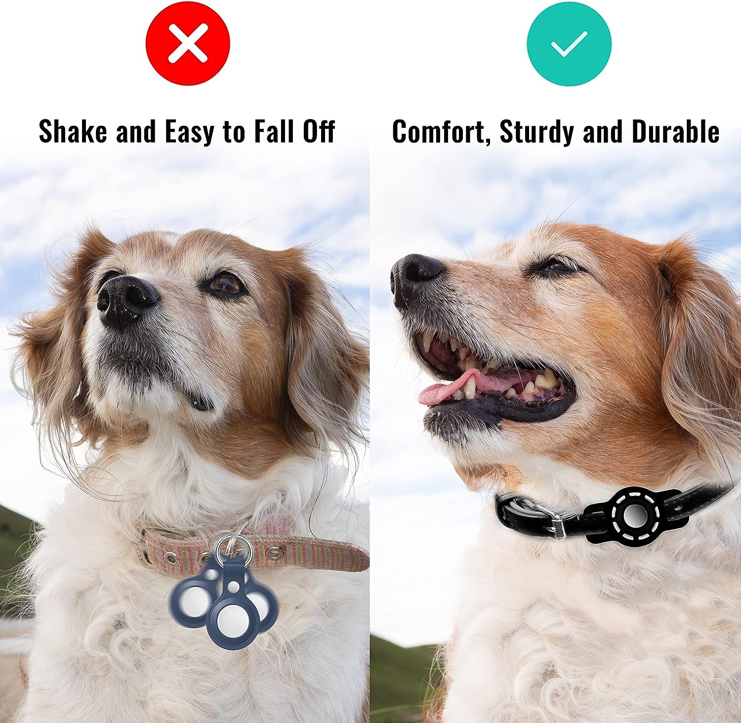 Airtag Cat Collar Holder for Apple Air Tag Cat Collar Holder within 1/2 Inch, Airtag Dog Collar Holder Small, 2 Pack Airtag Pet Collar Holder for Apple Airtag Collar and 2 Pack Airtag Protector