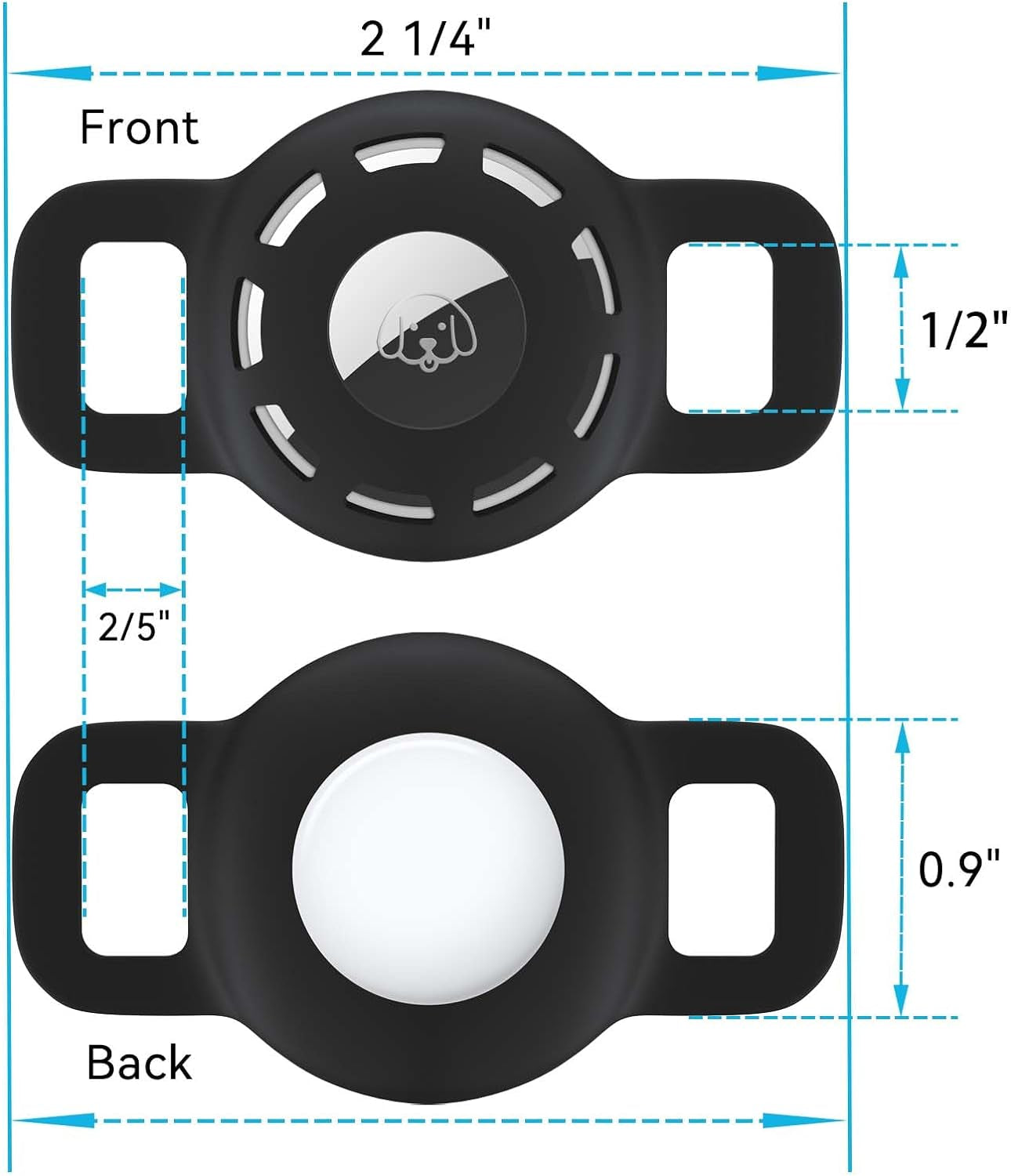 Airtag Cat Collar Holder for Apple Air Tag Cat Collar Holder within 1/2 Inch, Airtag Dog Collar Holder Small, 2 Pack Airtag Pet Collar Holder for Apple Airtag Collar and 2 Pack Airtag Protector