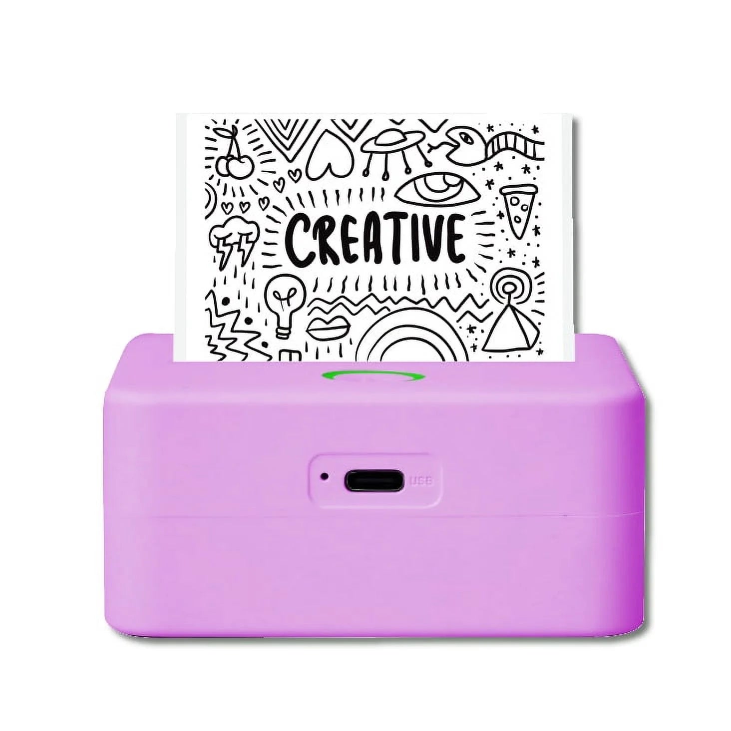 CTP500 Bluetooth Mini Portable Inkless Thermal Printer & Label Maker + Paper, Android & Ios (Purple)